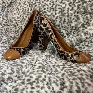 Tory Burch Ethel Leopard-Print Cap-Toe Pump